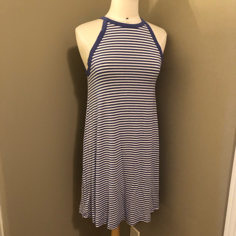 Old Navy Cotton Halter Dress Blue and White Strip Size Small
